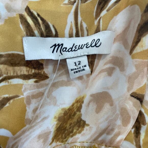 NWT Madewell Angelina Floral Sleeveless Yellow Tan Maxi Slip Dress Size 12 - Picture 8 of 11